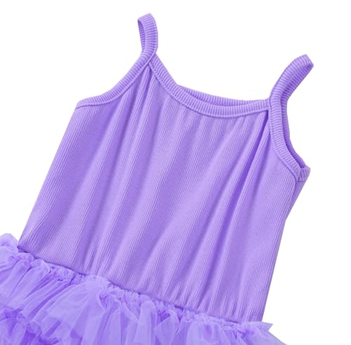 Image of GSVIBK Baby Girls Tutu Dress Sleeveless Toddler Cotton Tulle Skirt Princess Party Prom Dresses