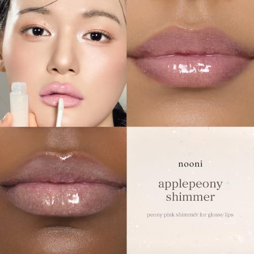 Image of NOONI Applepeony Lip Oil Shimmer - Plumping Clear Glossy Lip Oil