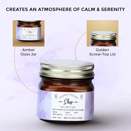 Image of Welburn Veda&Co Scented Wax Candle - Induces Sleep | Aromatherapy Jar Candle for Home Decor | Enhance Your Mood | Enhance Your Space with Soothing Scents (35 Hours Burn Time, 141gm),