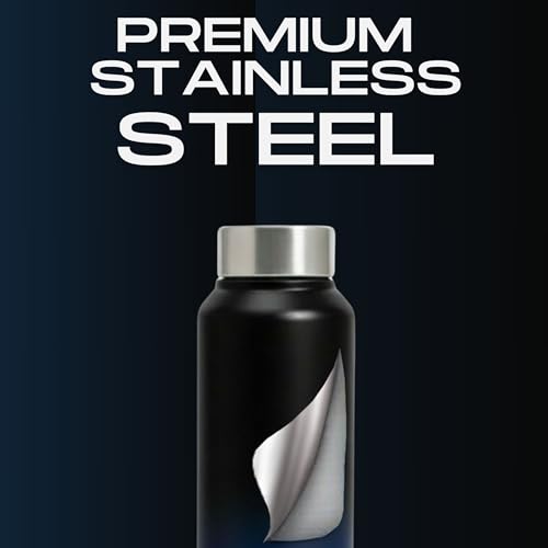 Image of Speedex Stainless Steel Water Bottle 1 Ltr, Leak Proof Screw Cap, BIS Approved 1000 ml Metal Bottle For Daily, Office, School, Gym, Travel Use for Men, Women, Kids, Adults, Black Blue, Set of 4