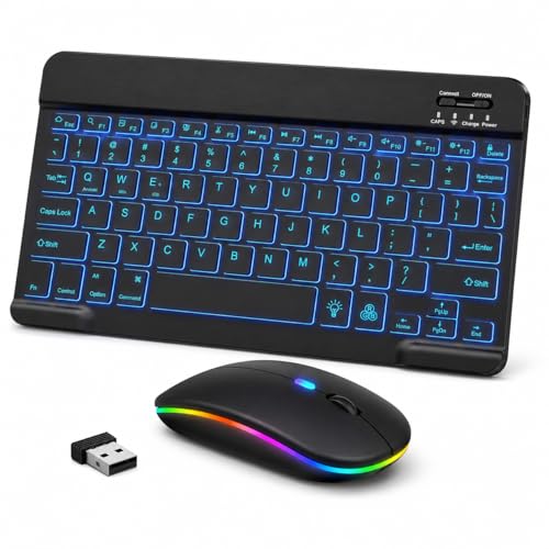Rechargeable Bluetooth Keyboard Mouse Combo, 10 Inch...