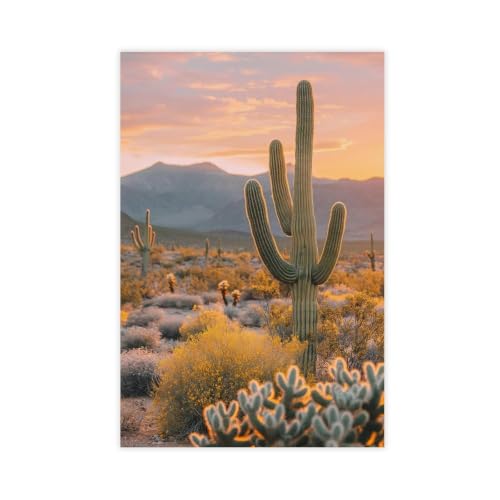 Toile cactus coucher de soleil Saguaro pour une ambiance zen et évasion