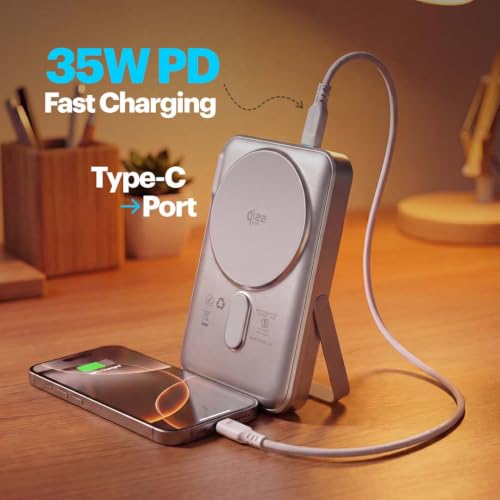 Image of Stuffcool Omni Pro Qi2.2 Certified 25W MagSafe Powerbank 10000mAh with Apple Watch Charger, 35W PD Fast Charging, Digital Display, Built-in Stand, Compatible with iPhone 17 /16 /15 /14 /13 & AirPods