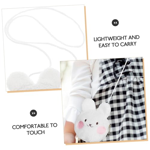 FRCOLOR Cute Cartoon Plush Crossbody Bag for Girls Adorable Bunny Purse Soft Fluffy Kids Wallet for Little Girls Fashionable Animal Coin Purse for Daily Use and Playtime3