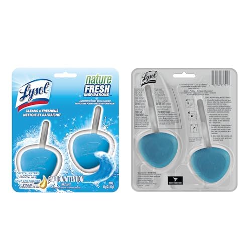 Image of Lysol Automatic In-The-Bowl Toilet Cleaner, Cleans and Freshens Toilet Bowl, Atlantic Fresh Scent, 2 Count (Pack of 1)
