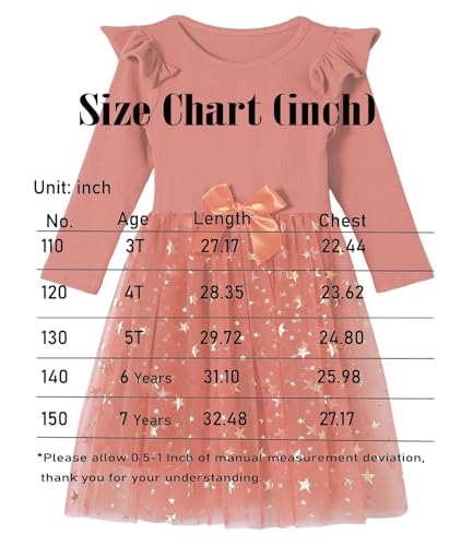 Little Girls Long Sleeves Dress Toddler Sparkle Stars Tulle Tutu Party Dresses3