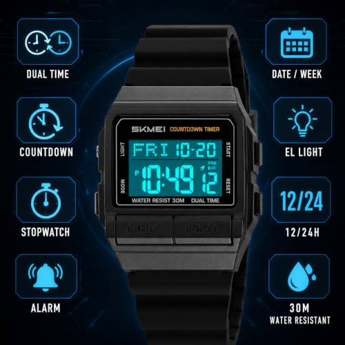 Image of MASTOP Retro Digital Watch for Men Vintage with Multi-Function & Stylish Design for Daily & Outdoor Use