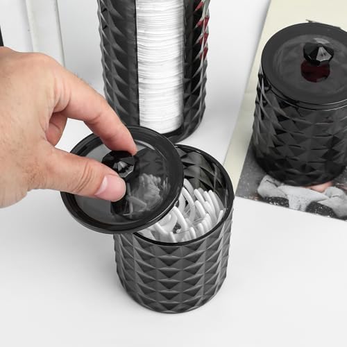 3 STK Wattestäbchen Behälter, Schwarz Wattepadspender, Wattepads Aufbewahrungsbox, Bathroom Organizer für Badezimmer Schminktisch Kosmetik Make Up Ohrenstäbchen Haargummi Aufbewahrung Bad Organizer