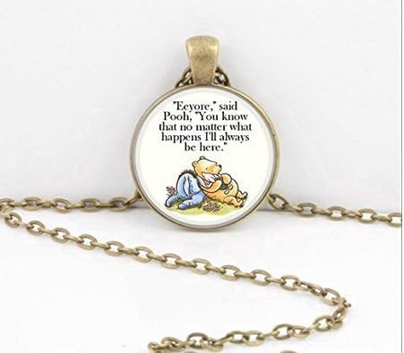 Support Encouragement classic illustration Pooh and Eeyore Pendant Necklace