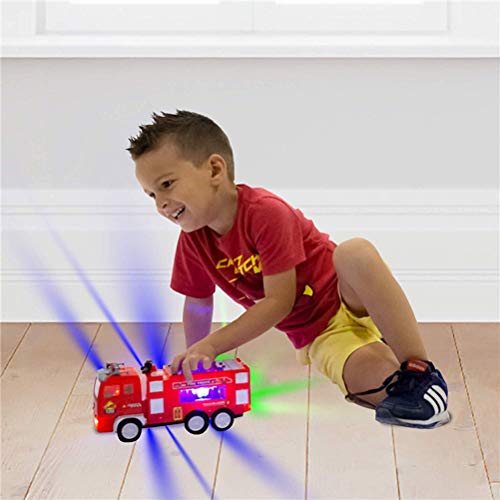 Rcniso Camión de Bomberos Luminoso, Juguete de Camión de Bomberos con Sonido Simulado, Colores Vibrantes para Jugar en Casa (Rojo)