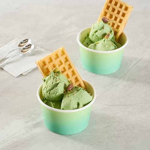Image of Restaurantware Ice Cream Cups 50 Pack of 8 oz Leak-Resistant Disposable Dessert Bowl Frozen Yogurt Cup Round Paper Container For Cold And Hot Desserts