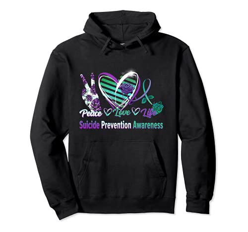 Peace Love Life Suicide Awareness Womens Semi Colon regalo Felpa con Cappuccio