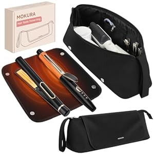 Hot Hair Tools Travel Bag with Heat Resistant Mat Removable Hair Styling Accessories Organizer Case Women Essentials Storage Pouch for Curling Iron Straightener Flat Iron Hair Dryer Gift Black
