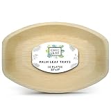 Chic Leaf Disposable Palm Leaf Trays Like Bamboo Serving Trays 13" x 9" (10 ct) - 100% Compostable D