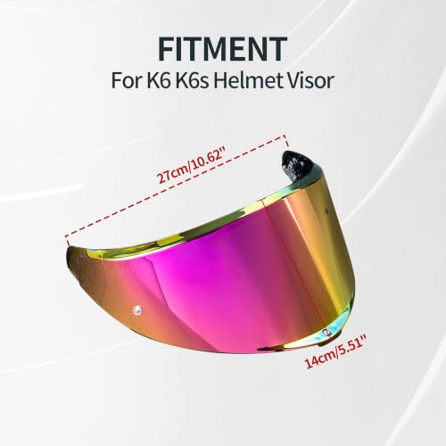 Image of PSLER Shatterproof Motorcycle Helmet Visor for K6 K6s,Deep Rose Red | Impact-Resistant ,UV400 Protection, Tinted Face Shield for K6 K6s,Helmet Accessories Replacement