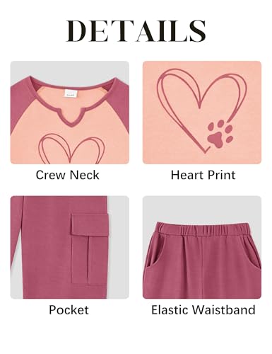 GEMLON Girls Summer Outfits Short Sleeve Graphic Tee and Cargo Pants with Pockets 2PCS Summer Girls Size 6 Clothes — view 6