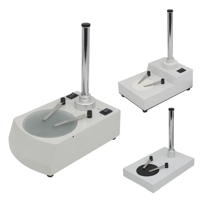 Microscope Microscope Stand Metal Base for Trinocular Binocular Stereo Microscope with Glass Plastic Plate Workbench Microscope Accessories(Top Bottom Light)