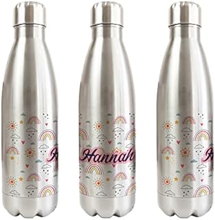 Print Maniacs Stainless Steel Thermos Water Bottle Vacuum Insulated Metal Water Bottle for 12 Hours Hot & 24 Hours Cold Drinks Sports Flask Great for School Work Gym Travel 500ml Rainbow (White)