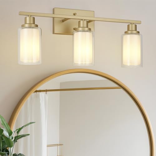 Jonsi Bathroom Vanity Light 3-Light Gold Vanity Lights 23.5" Bathroom