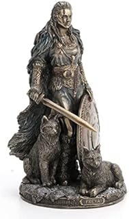 Veronese Design 8 1/4" Tall Shield Maiden Freya Norse Goddess of Love Beauty and War Cold Cast Resin Sculpture Antique Bronze Finish Statue Nordic Gifts