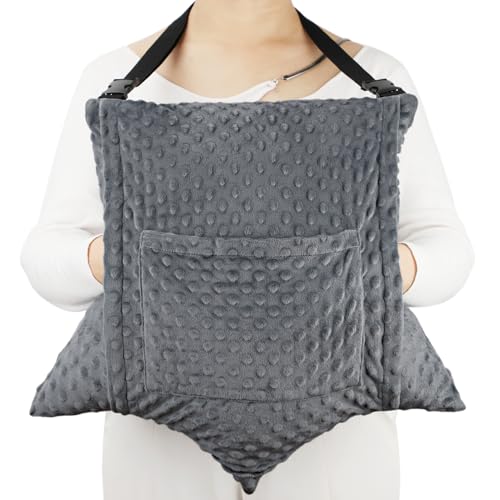 Heart Surgery Pillow with Secure Straps Hands Free for After Open Heart Surgery Bypass Patient Coughing Recovery Must Haves Gifts Minky Dot Dark Gray