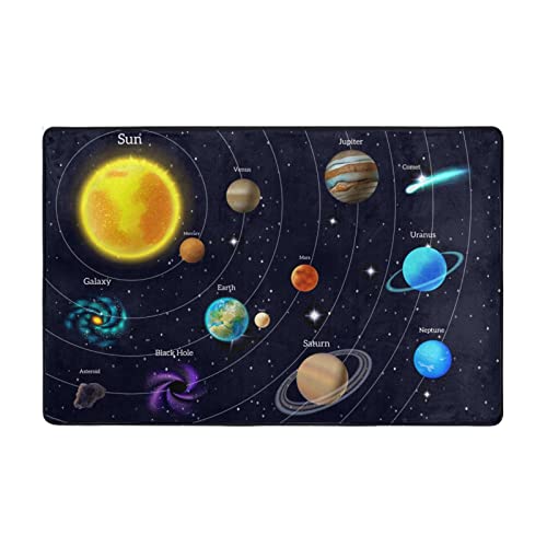 YEAHSPACE Alfombra con sistema solar de 60 x 39 pulgadas, diseño de galaxia y espacio exterior