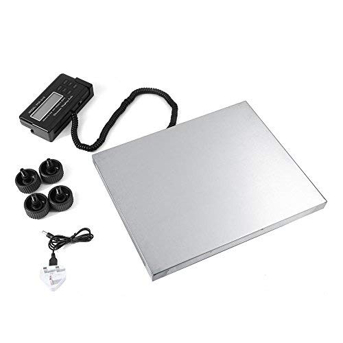 Cocoarm Digitale Paketwaage mit Edelstahl Plattform, LCD Display, 300kg Kapazität, 30 x 38 x 4 cm, Batterie- und Netzbetrieb, Wasserdicht