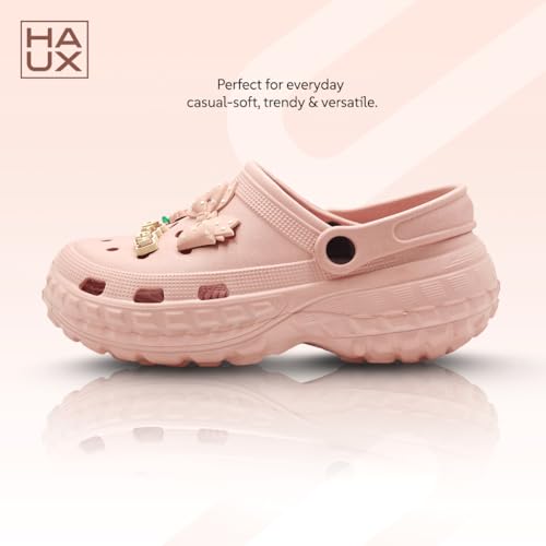 Image of HAUX Women's Classic Charms Clogs /Sandals with Adjustable Back Strap for Adult | Comfortable & Light Weight | Stylish & Anti-Skid | Everyday Use Clogs for Girls & Ladies