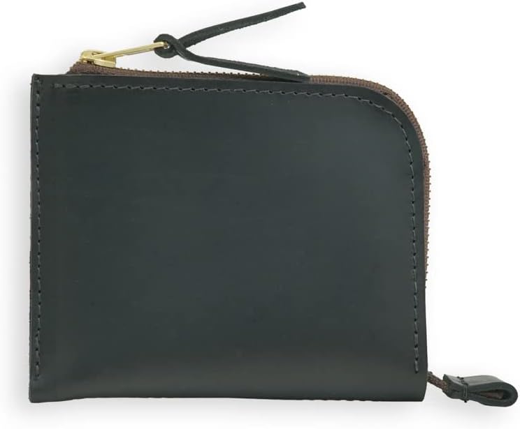 Durable Leather Fly Fishing Leader Wallet with Solid Brass Zipper and 5 Interior Pockets Made in USA | Black