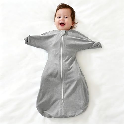 ZIGJOY Shark-Fin Swaddles for Newborns - 1.0 Tog Baby Sleep Sack Soft Cotton Swaddle Wearable Blanket with 2-Way Zipper