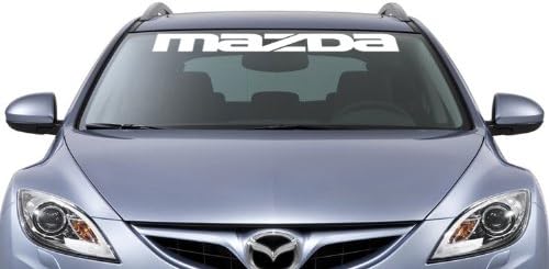 Mazda Windshield Vinyl Banner Wall Decal 36" x 3" With Free Bumper Sticker