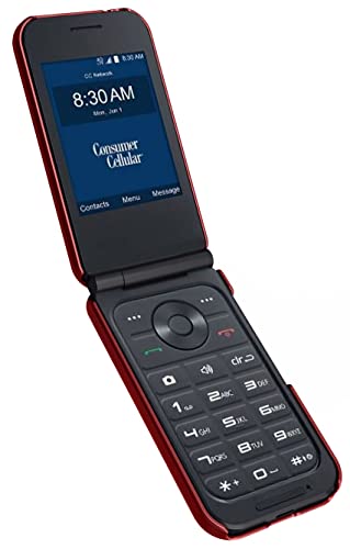 Nakedcellphone Case For Consumer Cellular Link Ii, [Grid Texture] Slim Hard Shell Protector Cover For Link 2 Flip Phone (Z2335Cc) - Red #TOP4