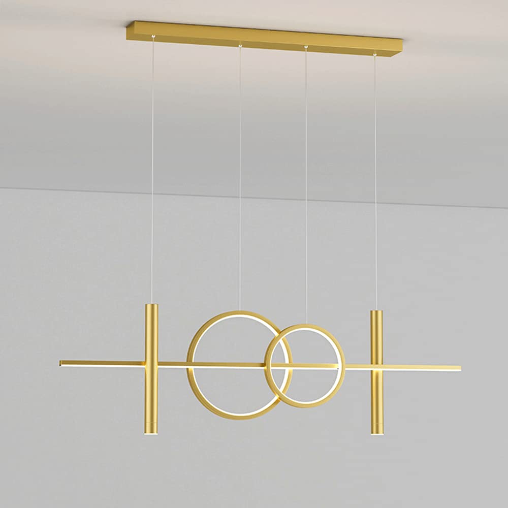 Lampes à LED modernes dorées pour structurer et éclairer efficacement un îlot de cuisine