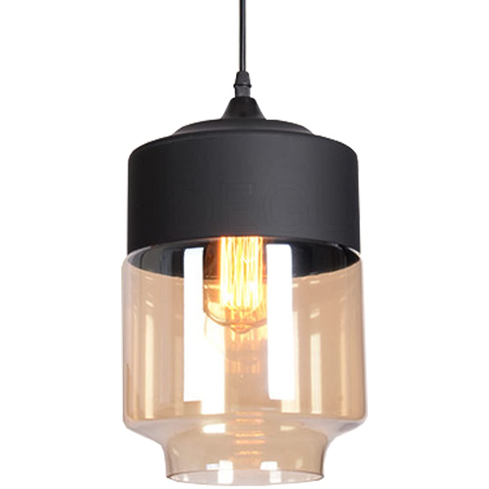 Idegu Type-A 18Cm Vintage Pendant Light, Modern Glass Pendant Lampshade Retro Industrial E27 Ceiling Light Fixture For Home Office Kitchen Cafe Shop (Type-A 18Cm)