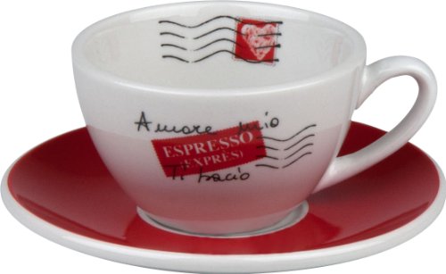 Konitz Coffee Bar Amore Mio No.3 Cafe Creme Cups/Saucers, Set of 4