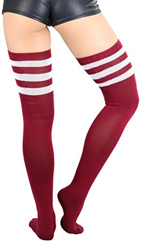 Image of ToBeInStyle Women's Over The Knee Thick Long Socks Thigh High w / 3 Contrast Stripe