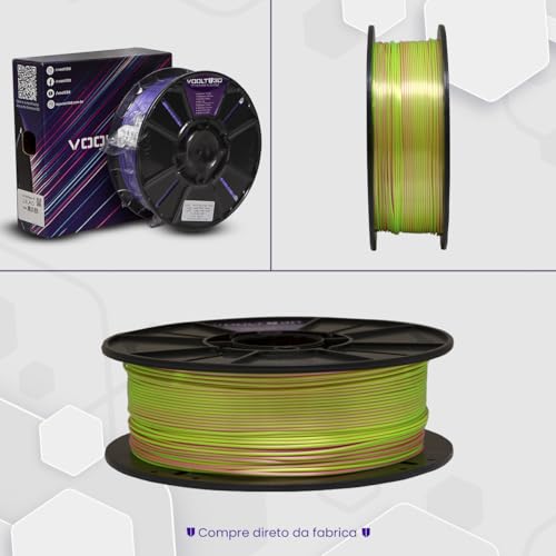 Filamento PLA Duo Color Rosa e Verde 1kg 1,75mm - Duas Cores V-Silk - Para Impressora 3D FDM - Nacio