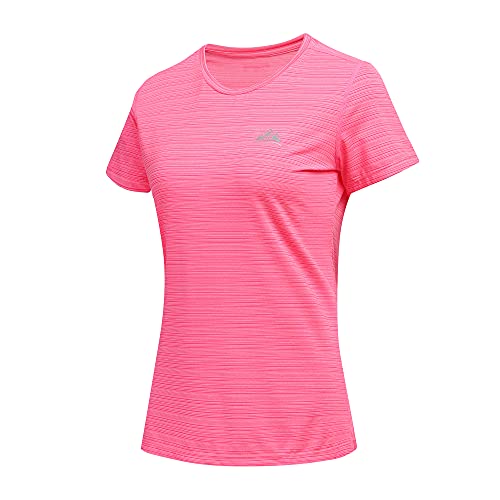 GITVIENAR T-shirt de course à manches courtes pour femme - T-shirt de sport respirant - T-shirt fonctionnel à col rond - T-shirt d'entraînement d'été de yoga, rouge, XXL