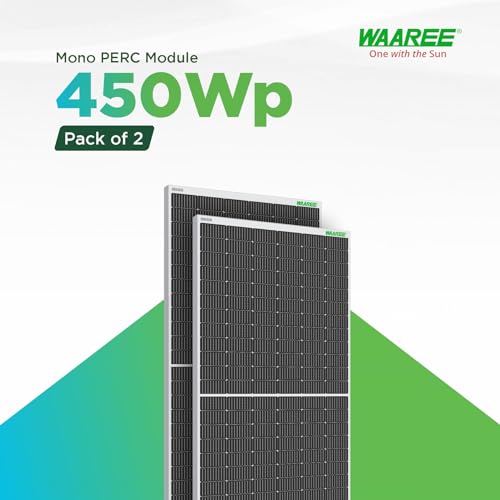 Image of WAAREE 450 Watt Mono PERC Solar Panel - High-Efficiency Half-Cut Technology | BIS & IEC Certified | Framed Module | 25 Years Output Warranty | 900 WATT | Pack of 2