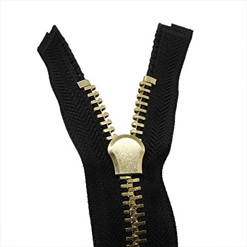 Leekayer #10 22 Inch Brass Separating Jacket Zipper Metal Zipper Heavy Duty Metal Zippers for Jackets Sewing Coats Crafts (22\" Brass) - Thumbnail 7