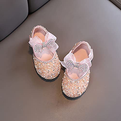 Shining Rhinestones Bow Strap Mary Jane Dress Shoes for Girls, Toddler Kids Sparkly Flip Flops for School Birthday2