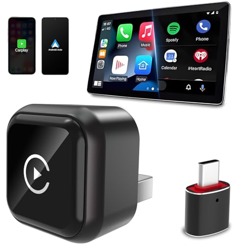 Wireless Carplay Adapter for Apple iPhone & Android Auto Wireless Adapter 2 in 1, 2026's Newly Upgraded,Subversive Ultra-Compact Design, Faster and More Stable Connection,for iOS 10+ & Android 11+