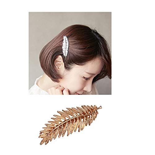 9 Pack Gold Feather Leaf Flower Metal Hair Clip Snap Barrette Claw Clamp Bobby Pin Alligator Hairclips Wedding Party Hair Decorations Accessories For Women Ladies #TOP6