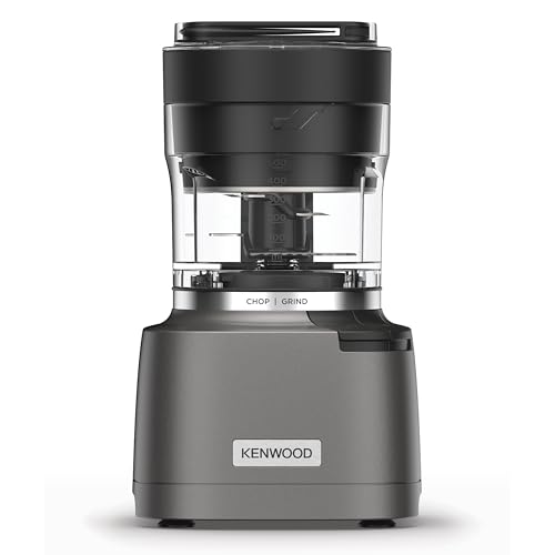 Kenwood Duo Prep 2-in-1 CHP80.000SI Multi-Zerkleinerer & Mahler, Quadblade-Klingen, Hochgeschwindigkeits-Mahlwerk, kompakt, Pulsfunktion, Rutschfest, 500-ml-Behälter , Spülmaschinenfest, 800W,...
