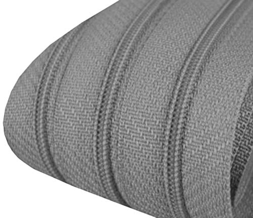 landfreude 5m Reißverschluss endlos 3mm spiralförmig 15 Zipper 312 mittelgrau Cover