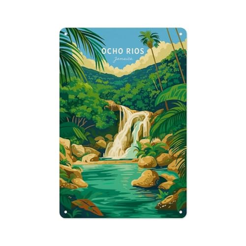 Metal Tin Sign Ocho Rios Jamaica Travel Poster, Jamaica Mural, Ocho Rios Coast Print, Travel Decoration, Personalized Gift, Birthday Gift