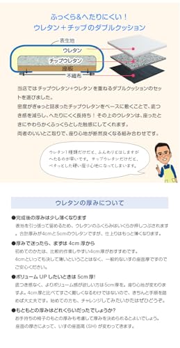 いすはりーず 【大判サイズ】【5cm厚】椅子の張替えセットx4脚分 ウレタンセット（生地なし） [3]