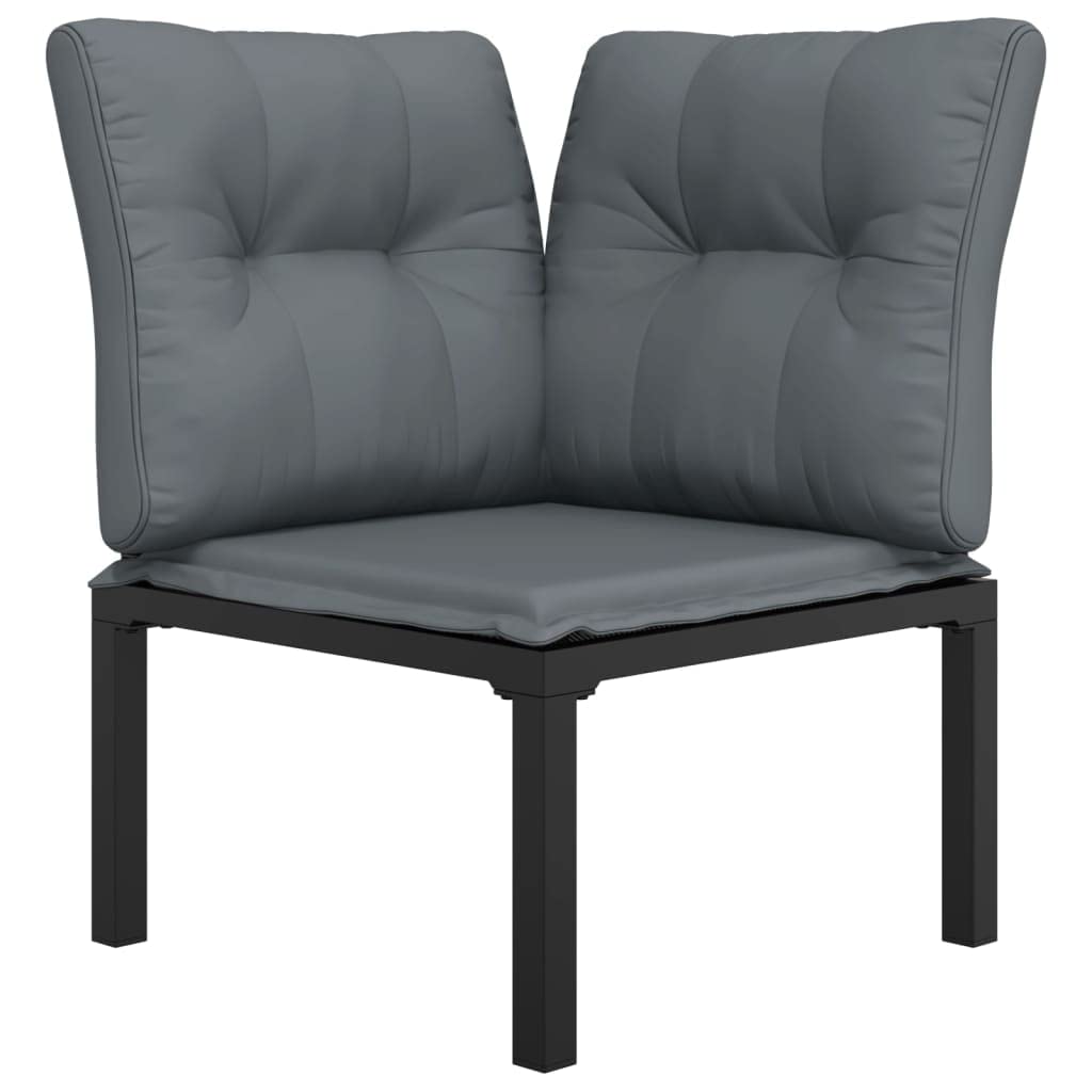 vidaXL Poltrona Angolare Giardino con Cuscini Polyrattan Nero e Grigio