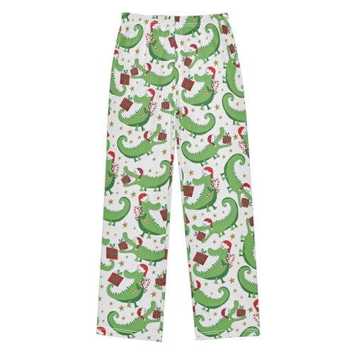 ZZXXB Christmas Crocodile Boys Long Pants Soft Trousers Elastic Waist Kids Lounge Bottoms with Pockets S-XL