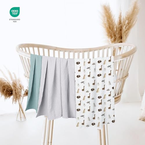 Image of lulumoon Baby Muslin Swaddle Blankets: Soft Receiving Blanket for Newborn - Cotton Swaddling Blanket for Neutral 3Pack